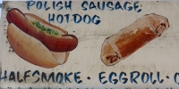 Hot dog and egg roll, Street Food Vendor sign art, National Mall, Washington D.C.