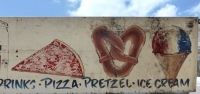 Pizza, pretzel and ice cream, Street Food Vendor sign art, National Mall, Washington D.C.