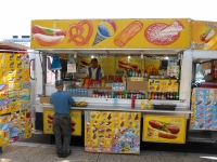 Hot dog, pretzel, ice cream, egg roll and pizza, Street Food Vendor sign art, National Mall, Washington D.C.