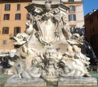 Detail from fountain in the Piazza Della Rotunda, in front of the Pantheon