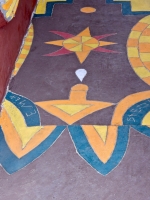 Decorated floor under the Well House, St. Eom's Pasaquan, 2016