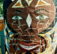 Front gatepost detail, St. Eom's Pasaquan, circa 1990