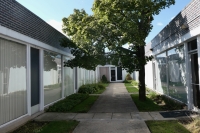 A nice courtyard in the back of the Pizon Hospice Palliative Wound Sevices, 3300 W. Peterson building