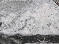 Mason. Chicago lakefront stone carvings, Promontory Point. 2025