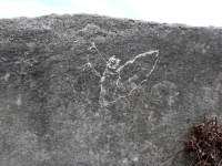 Winged critter (vertical). Chicago lakefront stone carvings, Promontory Point. 2025