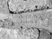 Joann + John (heart) Chicago lakefront stone carvings, Promontory Point. 2018