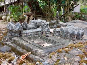 Temple models and stonework, across the road from Preah Koh, Siem Reap