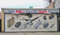 Hand-painted auto parts at Cool Heat, 47th Street near Aberdeen, Chicago-Roadside Art