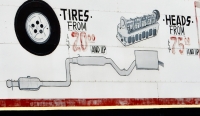 Hand-painted auto parts sign at Pulaski Auto Supply, Chicago-Roadside Art