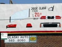 Hand-painted auto parts sign at Pulaski Auto Supply, Chicago-Roadside Art