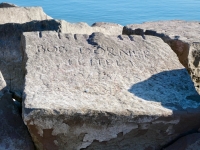 Bob Dorner (Eitel), 6/25/33. Eitel is German for vain. Chicago Lakefront stone carvings, south of La Rabida Hospital. 2025
