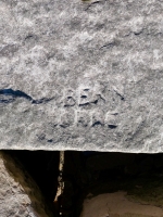 LA, RIch, Jay, Flamm, BER N RRC (detail). Chicago Lakefront stone carvings, south of La Rabida Hospital. 2025