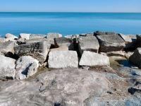 Melvin and Ibson(?), Verno. Chicago Lakefront stone carvings, south of La Rabida Hospital. 2025