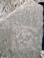 Autograph rock: Karole, Laurie Evett, W, HI, BB, LD, others. Chicago Lakefront stone carvings, south of La Rabida Hospital. 2025