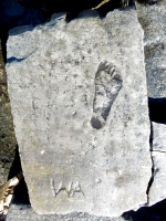 Footprint, WA. Chicago lakefront stone carvings, Rainbow Beach. 2019