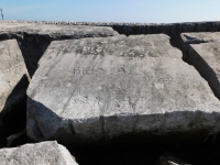 Hi, Mike 68, Ricky A, Buzz + Kathy. Chicago lakefront stone carvings, Rainbow Beach jetty. 2021