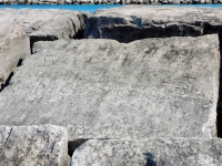 S, Efrain Morales, Mel, Marlon 7-5-78. Chicago lakefront stone carvings, Rainbow Beach jetty. 2022