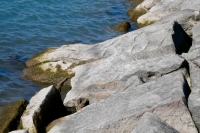 Possibly a torso. Chicago lakefront stone carvings, Rainbow Beach jetty. 2021