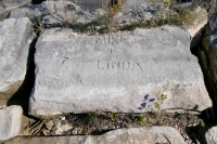Mike + Linda, T. Chicago lakefront stone carvings, Rainbow Beach. 2021