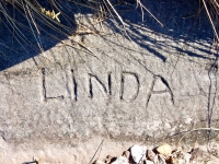 Linda. Chicago lakefront stone carvings, Rainbow Beach. 2019