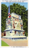 Color view of Masonic Marker at Black Camp Gap Entrance to Great Smoky Mountains National Park postcard