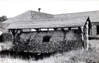 The Mormon Wall built of cobble stone -- erected in 1855, postcard