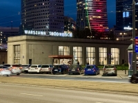Warszawa Śródmieście, atmospheric rail station entrance pavillion near the Palace of Culture and Science