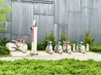 Bike share sculpture at Museum of Contemporary Art, Krakow