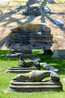 Rosehill grave site with twin dogs showing before and after damaged: E.H. Stein, 1827-1871
