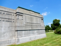 Decorated outside wall  of the 1914 mausoleum at Rosehill.