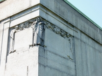 Detail of the decorated outside wall  of the 1914 mausoleum at Rosehill.