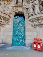 Blue door, front facade, Antoni Gaudí's Sagrada Família, Barcelona