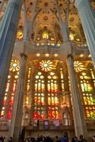 Stained glass and columns, Antoni Gaudí's Sagrada Família, Barcelona