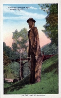 Harlowe's Wooden Man,  Marquette, Michigan postcard