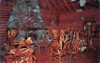 Fireplace, Shrine of the Pines, Baldwin, Michigan, color  postcard