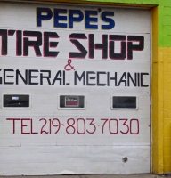 Pepe's Tire Shop painted door