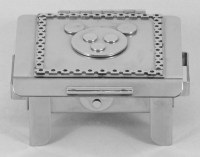 Stanley Szwarc stainless steel face box  with mouse or bear face, front view