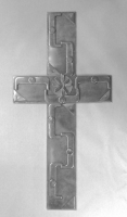Stanley Szwarc visionary stainless steel cross, circa 1990, 5x9.75 P1010420.jpg