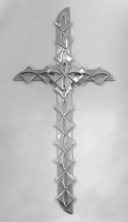 Stanley Szwarc visionary stainless steel cross, c. 1990, 6.25x15.5 P1010452.jpg