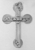 Stanley Szwarc visionary stainless steel cross, 1990s, 2.5x3.75 P1010673.jpg