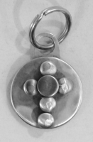 Stanley Szwarc visionary stainless steel cross keyfob, 1990s, 1.25x1.75 P1020266.jpg