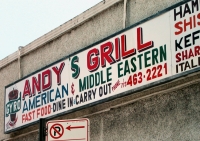 Eclectic tyopgraphy at Andy's Grill, Lawrence Avenue near Kedzie. Gone