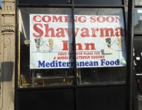 Shawarma Inn, Damen Avenue near Armitage. The permanent signage is much less interesting.