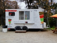 This food truck sports an avant-garde gyros sign. Austin, Texas