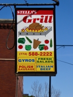 Well-accompanied gyros at Stella's Grill, Irving Park Road at Leavitt