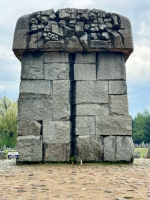 Memorial at the site of the Treblinka death camp, which the Nazis evacuated and razed following a 1943 prisoner uprising. My relatives who had fled to Bialystok after the Nazi invasion probably died here. Treblinka is a bit over an hour southwest of Tiktin (Tykocin)