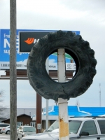 Tire on a pole, Hoopeston, Illinois-Roadside Art