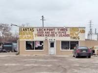 Hand-lettered facade sign, Lockport Tires, Lockport, Illinois-Roadside Art