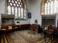 Tuberville family tombs in St. John the Baptist Church, Bere Regis. The Tubervilles were the basis of the D'Urbervilles in Thomas Hardy's Tess, and a key scene was set in this place