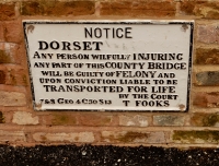 Notice on the bridge at Woolbridge, Dorset